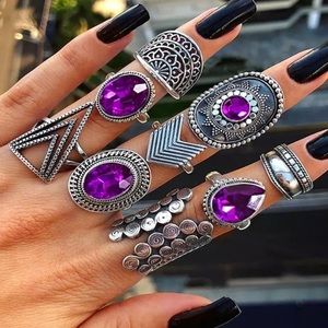 🌙🌙🌙Violet Madness Boho Ring Set